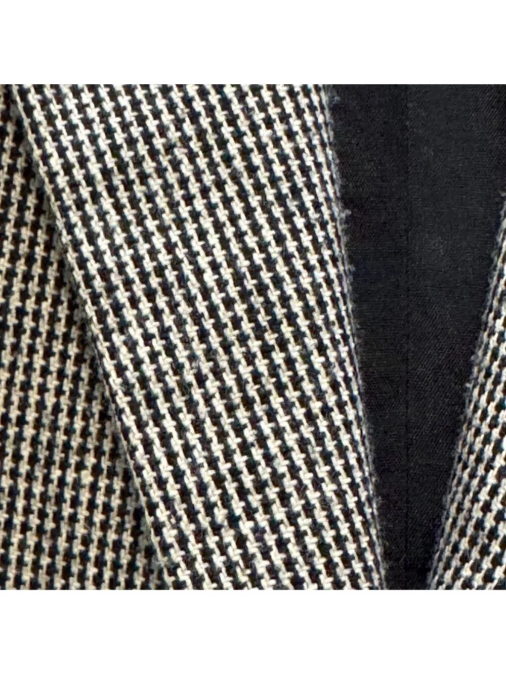 Vintage 1980s Houndstooth Wool Blazer Size 10P Velvet Collar Black White Regency - Picture 4 of 8